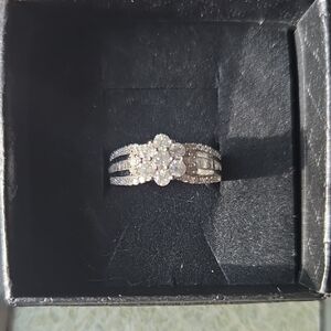 NWOT 1 CTW Natural Diamond Flower Cluster Sterling Silver Ring